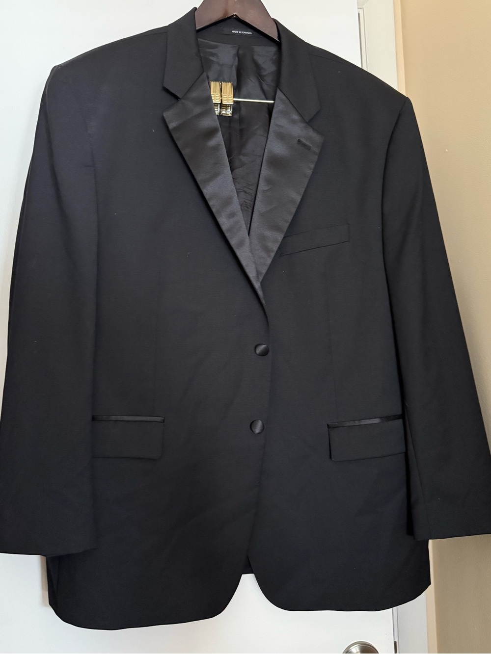 Lauren Ralph Lauren Mens Black Tuxedo Jacket 48R Wool Stretch 2 Button Formal